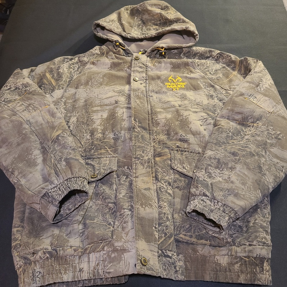 Real Tree Men's Insulated Hooded Full Zip Hunting Jacket Camo Size XL